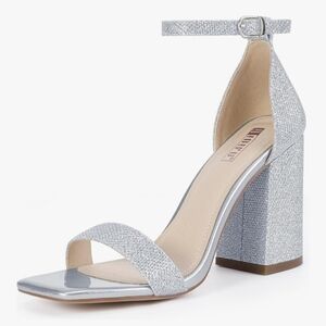 IDIFU Glittering Silver Block Heels